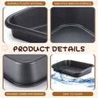 Uiifan 3 Pcs Extra Large Low Entry Cat Litter Box for Senior Kitty Pet Open Top Litter Box for Senior Kitten Handicap Disabled Older Elderly Cats, Easy to Clean(Dark Gray,23.2 x 16.5 x 4.3 Inches)