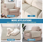 H.VERSAILTEX Plush Chenille Couch Armrest Cover 2 Packs Thick and Soft Sofa Covers Furniture Protector Cover for Pets (27.5" x 27.5", Oatmeal)