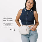 Darren & Phillip Crossbody Dog Walking Bag or Fanny Pack with Built-In Dog Poop Bag Holder, Removable Dog Treat Pouch & Adjustable Strap – Stylish Dog Mom Gift for Walks & Everyday Use - Rose