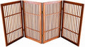 Urnporium Pet Dog Gate Freestanding, Strong Durable Folding Wooden Fence, Portable Acacia Hardwood Safety Barrier for Indoor & Outdoor Use (Brown Pet Gate, 4 Panel 30" Tall)