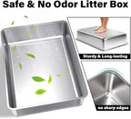 Stainless Steel Litter Box, Metal Cat Litter Box XXXL | 28" X 20" X 6", Extra Large Steel Litterbox for Big Cat, Multiple Cats, No Smell, Non Stick, Easy Cleaning