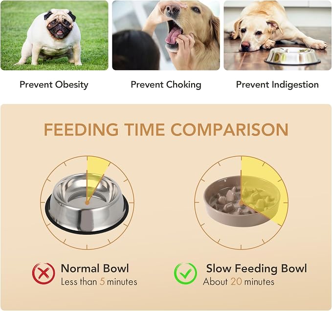 Havniva Slow Feeder Dog Bowls, Ceramic Dog Bowl Slow Feeder for Fast Eater | 1.6 Cups Puzzle Dog Food Bowl, Slow Feeding Bowls for Medium Dogs, Non-Slip Rubber Base, Anti-Choking