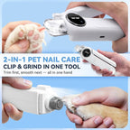 2-in-1 Quiet Electric Pet Nail Clipper & Grinder with Light for Dogs Cats | Dual LED Lights,3-Speed Grinder,Nail Clipping Splash Guard,Type-C Rechargeable,Quiet Design for Anxious Dogs & Cats