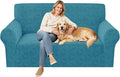 ZNSAYOTX Stretch Couch Cover, 1 Piece Sofa Covers for 2 Cushion Couch, Jacquard Loveseat Slipcovers with Elastic Bottom Thickened Furniture Protector for Dog Cat Pet (Medium, Peacock Blue)