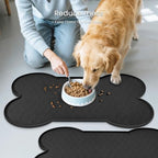 PWTAA Dog Food Mat Anti-Slip Silicone Dog Bowl Mat Thicker Pet Placemat Waterproof Cat Feeder Pad with Raised Edge Puppy Kitten Feeding Mats Suitable Small Medium-Sized Dogs Cats Eating Tray - 2PCS
