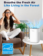 Priestley Small Air Purifiers for Home Bedroom Dorm Office Desktop, 20dB Quiet 3-in-1 HEPA Air Purifier with Essential Oil Diffuser, Air Filters Smoke, Allergies, Pet Dander, Odor, Dust