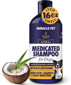 Miracle Vet Medicated Dog Shampoo for Itchy Skin Relief - Antifungal for Dog Allergy Relief, Yeast Infection, Hot Spot & Dry Skin Anti-Itch Treatment Wash - Hydrocortisone (16 oz)