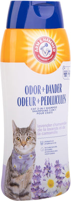 Arm & Hammer 2-in-1 Deodorizing Cat Shampoo, Lavender, 20 Fl Oz, 2-Pack | Baking soda formula reduces dander while cleaning and deodorizing the coat in one wash