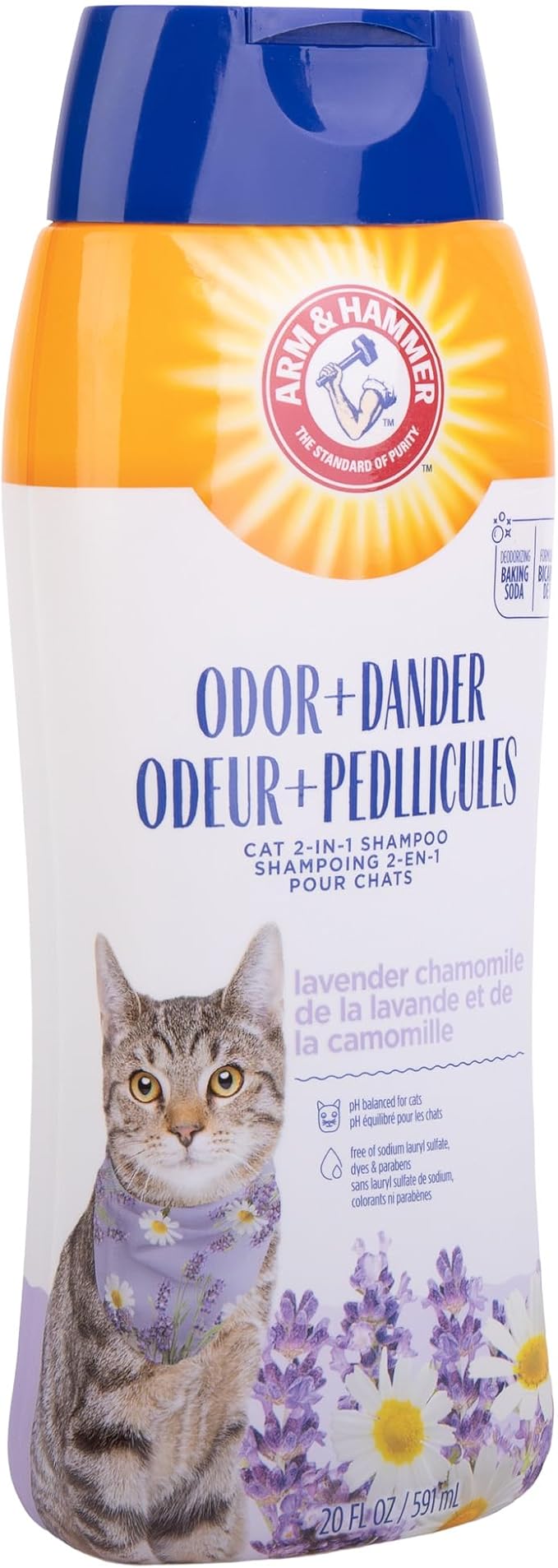 Arm & Hammer 2-in-1 Deodorizing Cat Shampoo, Lavender, 20 Fl Oz, 2-Pack | Baking soda formula reduces dander while cleaning and deodorizing the coat in one wash