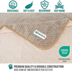 PetAmi Waterproof Dog Blanket, Leakproof Puppy Blanket, 29x40 Taupe Beige | For Small Medium Pets, Furniture Sofa Couch Cover Protector, Fleece Throw Indoor Cat Kitten, Reversible Washable Soft Plush