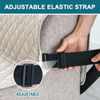 Turquoize 100% Waterproof Futon Cover Futon Slipcover Washable Armless Sofa Bed Slipcover Protector Seat Width Up to 70" with Adjustable Elastic Strap Anti-Slip for Dogs, Ivory