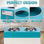 Elevated Dog Bowls with Storage Large 2-in-1 Pet Food Storage Raised Bowl | 15"H Galvanized Steel Raised Bowl for Dogs Holds Up To 45 Lbs 2 Removable Stainless Steel Bowls for Medium & Large Dogs
