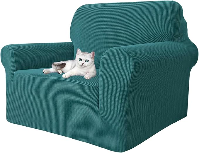 MAXIJIN Stretch Chair Cover Chair Slipcovers with Arms, 1-Piece Couch Sofa Chair Covers for Living Room, Non Slip Armchair Cover (31"-46") Furniture Protector Dogs Pet Friendly (Chair, Peacock Teal)