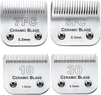 Dog Grooming Blades Compatible with Andis Clipper/Oster A5/Wahl KM Series | Dog Clipper Blade,Ceramic Blade & Stainless Steel Blade Size:#10+30+7FC+5FC,Silver,3 Count
