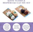 Haute Diggity Kitty Vuiton Balls + Meowbucks Catpuccino Soft Plush Cat Toys | 5 Pack Catnip Toys with Interactive Crackle Sound, Safe & Durable Cat Nip Kicker Toy for Outdoor & Indoor Cats & Kitten