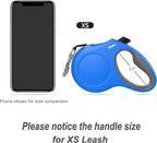 Fida Retractable Dog Leash with Dispenser and Poop Bags, 10 ft Pet Walking Leash for X-Small Dog or Cat up to 18 lbs, Anti-Slip Handle, Tangle Free, Reflective Nylon Tape (XS, Blue)