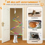 Automatic Interactive Cat Toy Rechargeable, Hanging Cat Toy, Cat Door Toy, Cat Enrichment Toys for Indoor Cats & Kitten, Doorway Electric Cat Teaser for Exercise, Boredom Relief & Fun Games
