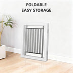 ZJSF Freestanding Foldable Dog Gate for House Extra Wide Wooden White Indoor Puppy Gate Stairs Dog Gates Doorways Tall Pet Gate 4 Panels Fence