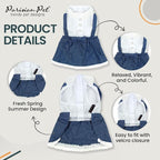 Parisian Pet Chambray Overall Dog Dress - Summer Clothes for Medium Dogs Girl - Blue Denim Pet Dress - Designer Dog Overalls - Lightweight and Breathable Puppy Clothes - Dresses for Dogs
