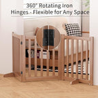 Wooden Freestanding Foldable Dog Gate, 24 Inch Height 3 Panel Pet Gate No Drill for Doorways Stairs, Fully Assembled Indoor Puppy Fence (Brown, 60" W x 24" H)