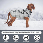 FUAMEY Dog Cold Weather Coats Reflective Dog Warm Jacket with Harness | Fleece Winter Coat for Large Dogs Snow Puffer Vests with Zipper Reflective Turtleneck Jackets for Winter Gery Camo L