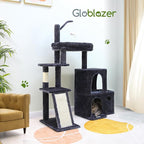 Globlazer Cat Tower for Indoor Adult Cats, 50-inch Heavy Duty Cat Tree House for Big Cats with Extra-Large Padded Platform, Sisal Scratching Board, 2 Large Condos, F50, Dark Grey