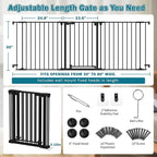 Mumeasy 80" Extra Wide Baby Gate for Doorways & Stairs, Dog Gate Indoor | Hardware Mounted Pet Gate, Auto Close Walk Thru Door, Large Child Safety Fence for Outdoor, Deck, Yard, 3 Metal Panels, Black