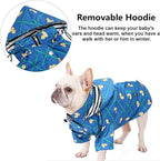 Morezi Dog Zip Up Raincoat with Reflective Buttons, Rain/Water Resistant, Adjustable Drawstring, Removable Hood, Raincoats with Legs 8lbs to 80lbs Available - Grid Blue - XXL