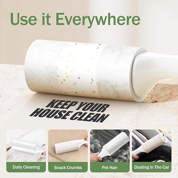 Extra Sticky Lint Roller for Pet Hair, 100 Sheets, 1 Handle | Ready-to-Use Roller for Clothes, Couch, Furniture, Car & Travel