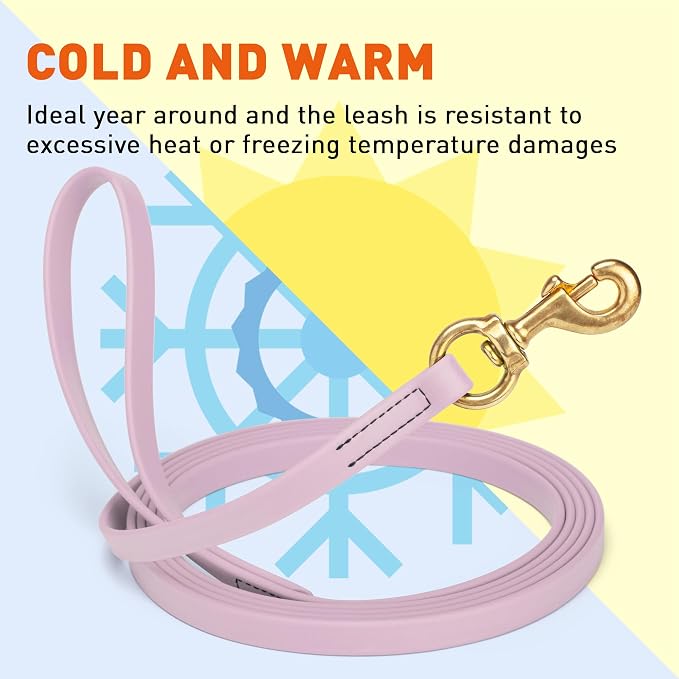 Viper Biothane K9 Working Dog Leash Waterproof Lead for Tracking Training Schutzhund Odor-Proof Long Line with Solid Brass Snap for Puppy Medium and Large Dogs, 15ft Pastel Purple