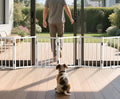 BFNN Small Dog Gate Indoor, Up to 72" W Freestanding Pet/Puppy Fence, White | Flexible Space Control | Chewproof Steel Frame | 16.5" Step-Over Gate | Foldable | Drill-Free Setup | For Stairs & Doorways