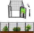 Getlay Garden Fence with Gate 36 in(H)×27 in(L) 4 Panels, Heavy Duty Iron Animal Barrier Fence, Rabbit Fence for Garden, Suitable for Indoor Pet Or Outdoor Dog Fencing, Total 8.9 Ft(L), Black