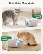 Stainless Steel Cat Water Fountain - 3.2L/108oz Cat Fountain for Drinking | Quiet Pet Water Fountain for Cats Indoor - Automatic Pet Water Bowl Dispenser - for Kitty & Small Dog (4 Filters)