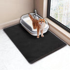 Cat Litter Mat Large 35x25in, Kitty Litter Box Mats Larger for Scatter-Free | 2-Layer Honeycomb Effective Litter Trapping Mat to Less Mess, Waterproof Cat Mat, Easy Lift & Dump to Clean,Mengbu(Gray)