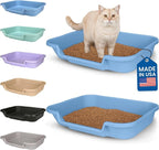 KittyGoHere Senior Cat Litter Box Made in USA 2 Pack, Large Little Boy Blue | Open Top Low Entrance Kitty Litter Box, Lightweight Low Entry Large Litter pan, Durable Design for Easy Cleaning