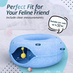 MeowMates Peekaboo Cat Cave Donut Bed for Multiple Cats Upto 45lbs, 3-in-1 Large Cat Tunnel & Donut Bed Combo w Round Tunnel Scratcher for Indoor Cats, Hanging Toy, Washable & Detachable