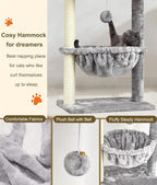 SYANDLVY Small Cat Tree for Indoor Cats, Activity Cat Tower with Scratching Post for Kittens, Cat Bed & Furniture with Basket & Hanging Ball for Play Rest | Scratching Post, Cat Bed & Furniture with Basket & Hanging Ball for Play Rest, Grey