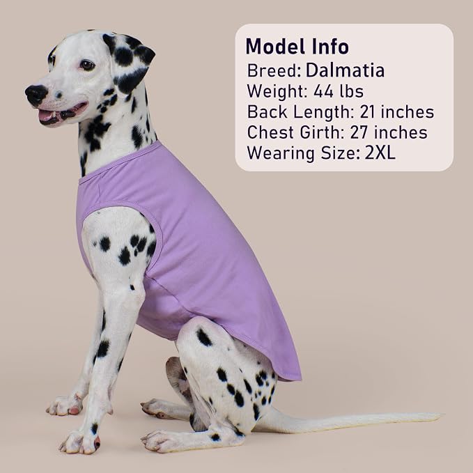 KYEESE 2Pack Dog Shirt, Soft Striped Dogs T Shirts, Lightweight Doggie Tank Top Cat Clothes, Sleeveless Dog Shirt for Small Dogs, Stretchy Pet Vest, Purple, Small