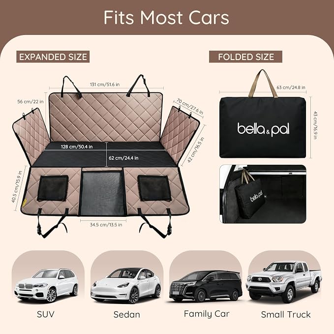 Back Seat Extender for Dogs Hard Bottom, Dog Car Seat Cover for Back Seat Holds 420lbs, Sturdy Backseat Dog Platform for Large Breed Dogs, 600D Oxford & Waterproof Pet Hammock for Cars, SUVs & Trucks