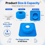 2-in-1 Slow Feeder Dog Bowl, Rolling Ball & Lick Mat, Large Blue | 16.9 oz silicone bowl mat with non-slip suction cups for liquid and thick treats, for large, medium, small dogs and cats