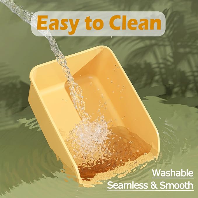 SpaceTime Large Cat Litter Box with High Sides,Cat Boxes for Indoor Cats,Cat Litter Pan for Kitty,Litter Box with Low Entry,Easy to Clean,Anti-Splashing(Yellow)