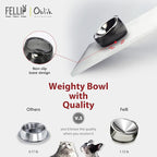 Felli Oblik Elevated Cat Bowl Removable Stainless Steel Wide Dish for Dry Wet Food Feeding & Dishwasher Clean, Slanted Whisker Fatigue Friendly Metal Plate (Smoky, 0.5 Cups Shallow Dish)