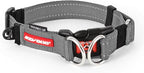 EzyDog Double Up Dog Collar, Strong Double D-Rings - X-Large, Gray | Dual D-Rings for Superior Strength, Safety, and Comfort, Soft Touch Nylon Webbing, Reflective Stitching, Id Attachement Point