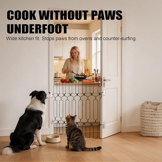 Retractable Dog Gate for Front Door, 35.4" Wide 30.7‘’ Tall Safety Metal Pet Gate for Dogs When Opening, Easy Install Front Entry Dog Door Barrier