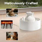 PETIMI Ceramic Cat Water Fountain, 3L/101 fl oz Ultra-Quiet Pet Water Fountain, Automatic Water Dispenser for Cats & Small Dogs, No Spill Cat Water Bowl, BPA-Free, 2 Filters Included, Easy to Clean