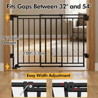 Extra Wide 29" Tall Baby & Dog Gate, 32-54" Wide Hardware Mount Gate,Black | Auto-Close design,Two-Way Swing, No Bottom Bar,Must Drill to Install