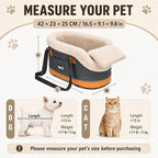 Pet Car Center Console Elevated Armrest Car Seat for Small Puppy, Dogs & Cats (Up to 10 lbs) – Dark Gray Washable Plush Carrier with Safety Leash, Fits Front Vehicle Console Space (Dark Grey)