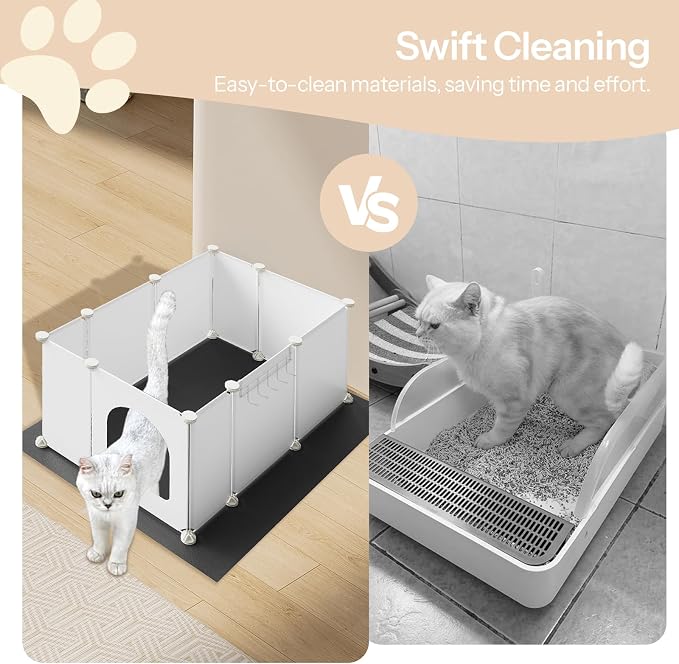 HOOBRO Cat Litter Box Enclosure with Large Oxford Mat, Extra Large Litter Box Shield with Row-Hook, 30.3" L x 18.5" W x 15.7" H, Compatible with Most Litter Boxes, White BW07PP03