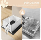 HOOBRO Cat Litter Box Enclosure with Large Oxford Mat, Extra Large Litter Box Shield with Row-Hook, 30.3" L x 18.5" W x 15.7" H, Compatible with Most Litter Boxes, White BW07PP03