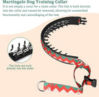 Mayerzon No Pull Dog Prong Collar Martingale, Personalized Pinch Collar | with Geometric Patterns for Large Medium Small Dogs for Walking Training Festival, Easy to Use(Ethnic Green, L)